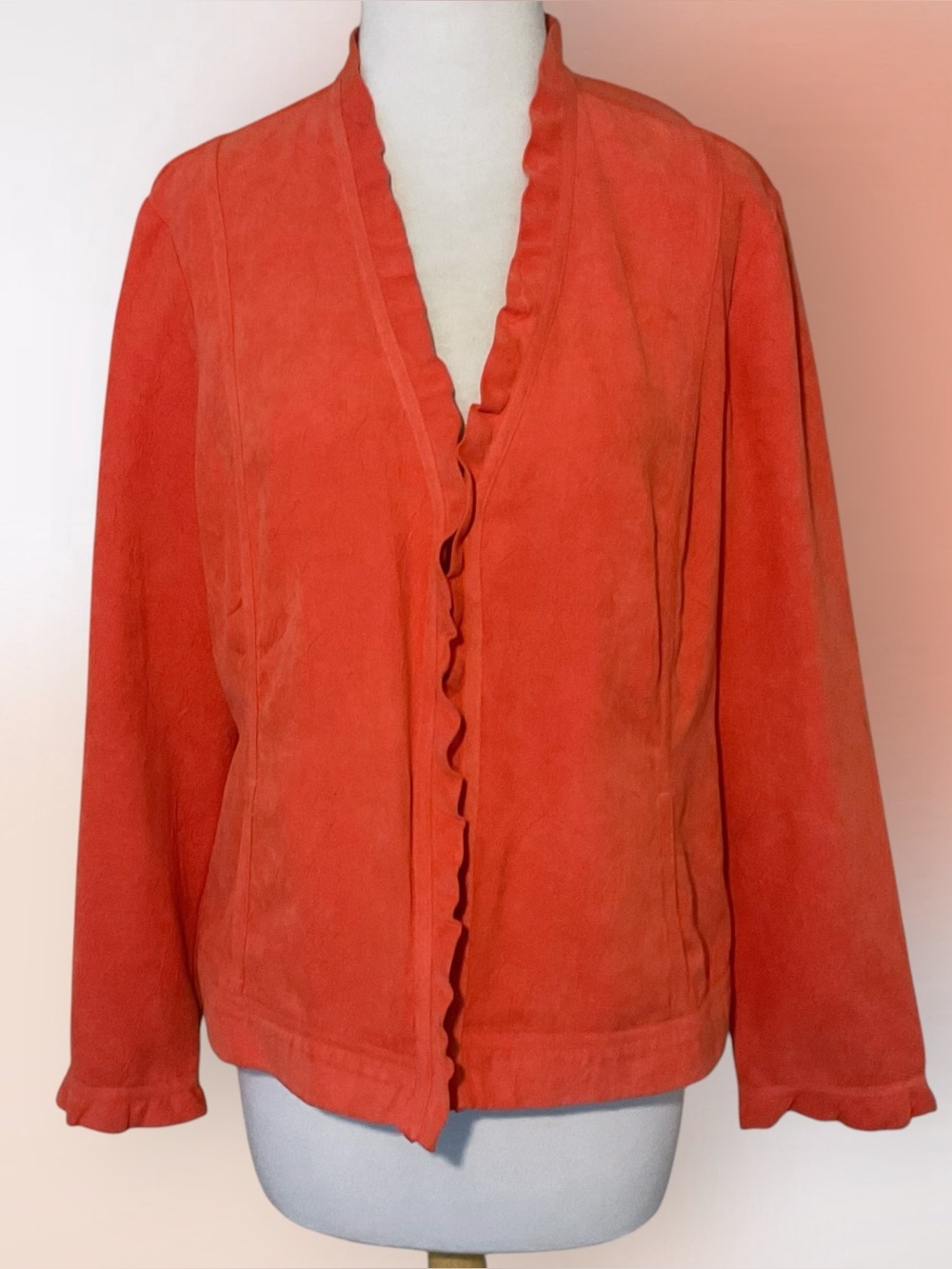 Chico’s Soft Faux Suede Dark Coral Jacket Size 1 Reg 8/10 Med
